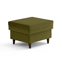 Lisa Design Brooke - pouf en velours pieds en bois Brooke - pouf en velours pieds en bois - Vert Olive