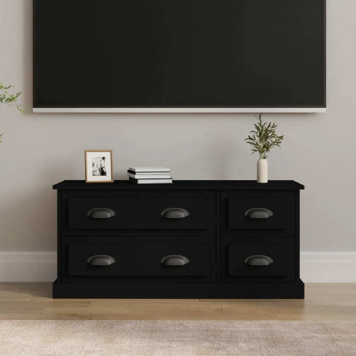 Maison Chic Meuble TV scandinave - Banc TV pour salon noir 100x35,5x45 cm bois d'ingénierie -MN56596