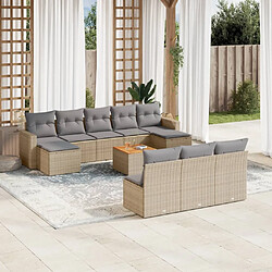 vidaXL Salon de jardin et coussins 11 pcs mélange beige résine tressée 