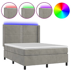 vidaXL Sommier à lattes de lit matelas et LED Gris clair 140x200 cm