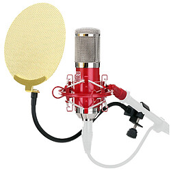 Pronomic CM-100R Studio microphone condensateur rouge SET incl. filtre anti pop en or