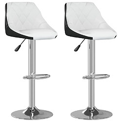 vidaXL Tabourets de bar lot de 2 blanc et noir similicuir