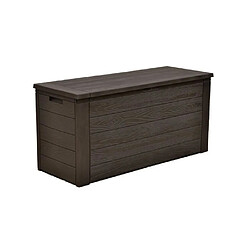 TOOD Malle de rangement en resine - 300 L - Marron aspect bois - 120 x 46 x 58 cm