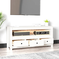 Avis Maison Chic Meuble TV scandinave - Banc TV pour salon Blanc 114x35x52 cm Bois de pin massif -MN17229