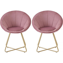 Habitat Et Jardin Lot de 2 chaises de salle manger en velours Rosalie - Rose 