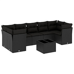 vidaXL Salon de jardin 8 pcs avec coussins noir résine tressée