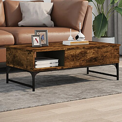 Maison Chic Table basse pour salon | Table à café chêne fumé 100x50x35 cm bois d'ingénierie et métal -GKD64701