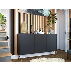 Bestmobilier Cali - buffet bas - effet marbre - 144 cm Cali - buffet bas - effet marbre - 144 cm - Noir / Doré