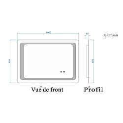 Acheter Miroir de salle de bain avec lumières Led 100x60cm (LxH)