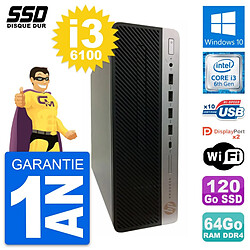 PC HP ProDesk 600 G3 SFF Intel Core i3-6100 RAM 64Go SSD 120Go Windows 10 Wifi · Occasion 