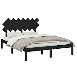 Avis Maison Chic Lit adulte - Lit simple Cadre de lit,Structure du lit Contemporain Noir 140x200 cm Bois massif -MN46083