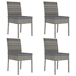 Maison Chic Lot de 4 Chaises de salle à manger de jardin - Fauteuil d'extérieur Résine tressée Gris -MN66848