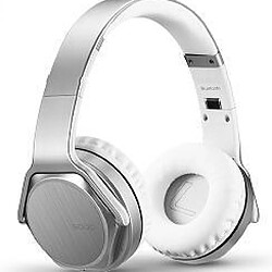 General Casque Bluetooth, casque Bluetooth autour du cou avec microphone antibruit, cache-oreilles doux et poids léger, basse stéréo, pour musique, conférence, vidéo, appel.(argent) 