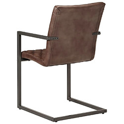 Acheter vidaXL Chaises à manger cantilever lot de 2 marron cuir véritable