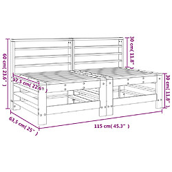 vidaXL Canapés centraux de jardin 2 pcs marron miel bois de pin solide pas cher