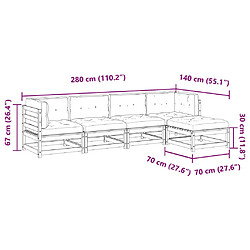 vidaXL Salon de jardin 5 pcs avec coussins bois de pin imprégné pas cher