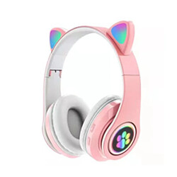 Acheter GUPBOO Casque d'écoute sans fil avec oreille de chat mignon avec lumière flash et micro avec lumière LED pour filles