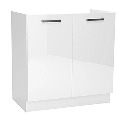 Pegane Meuble bas de cuisine avec 2 portes coloris blanc - longueur 80 x profondeur 44,60 x hauteur 82 cm