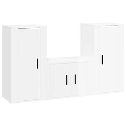 Maison Chic Ensemble de meubles TV 3 pcs pour salon - Blanc brillant Bois d'ingénierie -MN63438