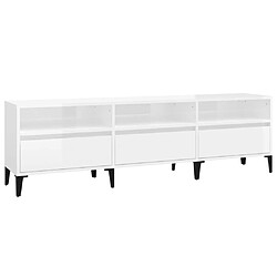 Maison Chic Meuble TV scandinave - Banc TV pour salon blanc brillant 150x30x44,5 cm bois d'ingénierie -MN62657