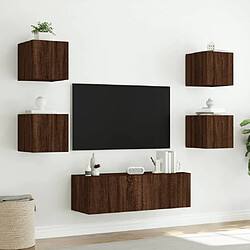 Maison Chic Lot de 5 Meuble TV muraux, Banc TV avec lumières LED pour salon, Meuble de rangement chêne marron -GKD47955 pas cher