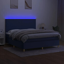 Avis vidaXL Sommier à lattes de lit et matelas et LED Bleu 180x200 cm Tissu