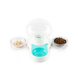 Universal Méduse eau de chat automatique double bol fontaine distributeur pour animaux domestiques grand bol de boisson pour chiens sans électricité | Fournitures d'alimentation en eau pour chats (bleu)