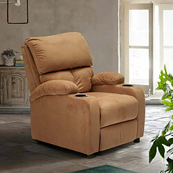 Produceshop Fauteuil relax inclinable avec repose-pieds en microfibre de velours Lucrezia, Couleur: Beige