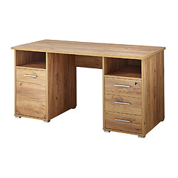 Germania Bureau en bois avec 3 tiroirs et 1 porte et 2 niches L145 cm COBBY 