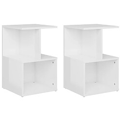 vidaXL Tables de chevet 2pcs Blanc brillant 35x35x55cm bois ingénierie