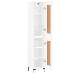 Avis vidaXL Buffet haut Blanc brillant 34,5x34x180 cm Bois d'ingénierie