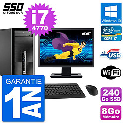 PC Tour HP ProDesk 400 G1 Ecran 22" i7-4770 RAM 8Go SSD 240Go Windows 10 Wifi - Occasion