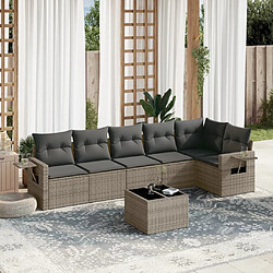 vidaXL Salon de jardin avec coussins 7 pcs gris résine tressée 