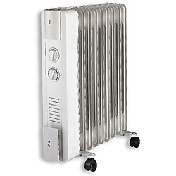 Vendos85 Radiateur à bain d'huile 1500W avec Thermostat mécanique Gris Clair 