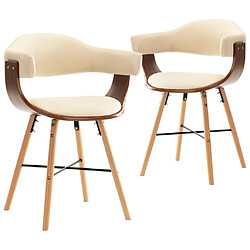 Maison Chic Lot de 2 Chaises à manger,Chaise pour cuisine,Solide Structure crème similicuir et bois courbé -MN90988