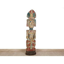 Sculpture Romimex Jaune Rouge Vert Bois de suar 33 x 180 x 33 cm Tribal