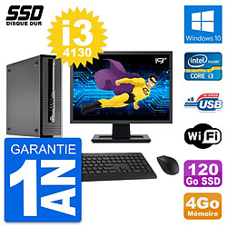 PC HP ProDesk 400 G1 SFF Ecran 19" i3-4130 RAM 4Go SSD 120Go Windows 10 Wifi - Occasion