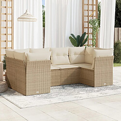 vidaXL Salon de jardin avec coussins 6 pcs beige résine tressée 