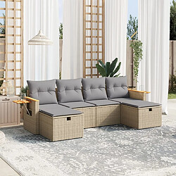 Maison Chic Ensemble à manger d'extérieur 6 pcs avec coussins,Salon de jardin,Mobilier de jardin mélange beige résine tressée -GKD422195