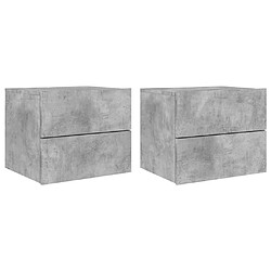 Maison Chic Lot de 2 Tables de chevet,Table de nuit,Table d'appoint pour salon murales avec lumières LED - gris béton -MN21481