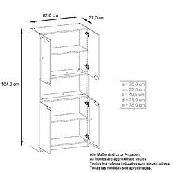 Mpc Armoire De Bureau Blanc Mat Et Aspect Chêne Scié (lxhxp) : 82 X 184 X 37 pas cher