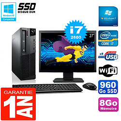 PC Lenovo M92p SFF Ecran 27" Core I7-2600 8Go Disque 960Go SSD Wifi W7 · Occasion 