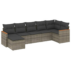 Maison Chic Salon de jardin avec coussins 7 pcs, Ensemble Tables et chaises de jardin, gris résine tressée -GKD422523