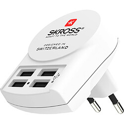 Chargeur secteur skross europe vers x4 sortie usb blanc