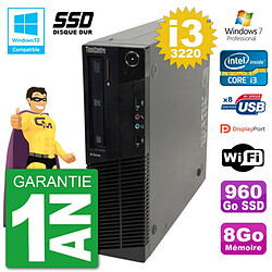 PC Lenovo ThinkCentre M82 SFF i3-3220 RAM 8Go SSD 960Go Graveur DVD Wifi W7 - Occasion