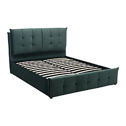 Avis Vente-Unique Lit coffre 140 x 200 cm - Velours - Vert + Matelas - OLERIA