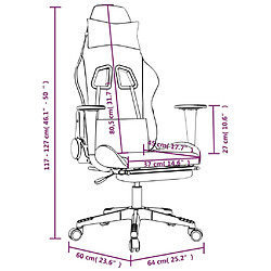 vidaXL Chaise de jeu de massage avec repose-pied Noir et blanc Tissu pas cher