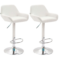 Decoshop26 Lot de 2 tabourets de bar repose-pieds en forme d'arc en métal chromé assise en PVC blanc 10_0004025