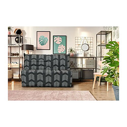 Gruhier Banquette BZ - Tissu chevrons A111 - Couchage 138 x 188 x 12 cm - Blanc et noir