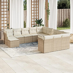 Maison Chic Salon de jardin avec coussins 12 pcs | Ensemble de Table et chaises | Mobilier d'Extérieur beige résine tressée -GKD84719